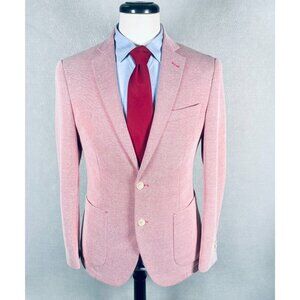 Savile Row Seersucker Blazer Mens 38R Salmon Pink Cotton Sport Coat Jacket